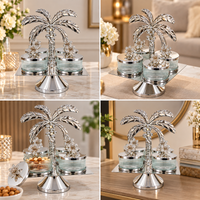 Anupam Premium Silver 4-Jar Dry Fruit Serving Set with Palm Tree Stand | Luxury Table Decor Gift Items