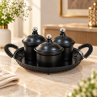 Anupam Premium 3-Piece Black Serving Bowl Set with Decorative Tray | Luxury Tableware Gift Items - Pack of 4