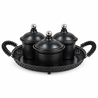 Anupam Premium 3-Piece Black Serving Bowl Set with Decorative Tray | Luxury Tableware Gift Items - Pack of 4