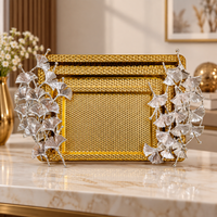 Anupam Premium Golden Decorative Serving Tray Set with Silver Leaf Design | Luxury Tableware Gift Items