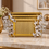 Anupam Premium Golden Decorative Serving Tray Set with Silver Leaf Design | Luxury Tableware Gift Items