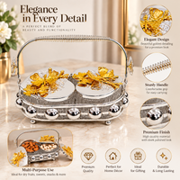 Anupam Premium 2-Compartment Serving Bowl Set with Silver & Gold Floral Lid | Luxury Tableware Gift Items