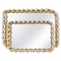 Anupam Luxury Silver Mirror Decorative Tray with Woven Metal Border for Home Decor, Serving, Vanity Styling and Premium Gifting