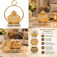 Anupam Premium Luxury Golden Crystal Decorative Jar with Ring Stand | Elegant Tabletop Showpiece & Gift Items
