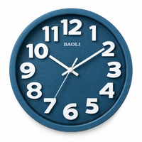 Blue Round Wall Clock with Large White Numbers, Modern Analog Wall Clock for Home, Office, Living Room & Bedroom Décor