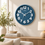 Blue Round Wall Clock with Large White Numbers, Modern Analog Wall Clock for Home, Office, Living Room & Bedroom Décor