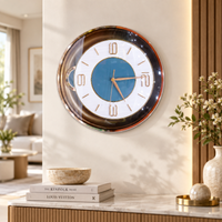 Round Wall Clock, Golden & White Decorative Analog Clock / Modern Designer Wall Clock / Home, Living Room & Office Décor