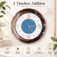 Round Wall Clock, Golden & White Decorative Analog Clock / Modern Designer Wall Clock / Home, Living Room & Office Décor
