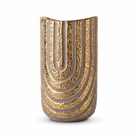 Anupam Premium Stunning Decorative Gold & Grey Textured Ceramic Vase for Home Office Decor Gift Items - Flower Sticks Not Included