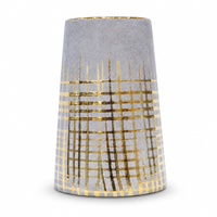 Anupam Premium Tall Ceramic Flower Vase with Gold Grid Design, Multicolour Decorative Vase for Home Décor, Table Décor & Gifting - Flower Sticks Not Included