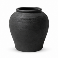 Anupam Premium Gorgeous Matte Black Textured Ceramic Decorative Vase Without Flower Stick - Black (Pack of 1)