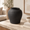 Anupam Premium Gorgeous Matte Black Textured Ceramic Decorative Vase Without Flower Stick - Black (Pack of 1)