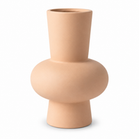 Anupam Premium Charming Peach Abstract Modern Ceramic Vase without Flower Stick - Peach Color