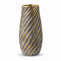 Premium Alluring Black & Gold Spiral Ceramic Decorative Vase