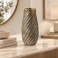 Premium Alluring Black & Gold Spiral Ceramic Decorative Vase