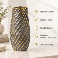 Premium Alluring Black & Gold Spiral Ceramic Decorative Vase