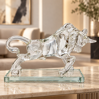 Anupam Premium Crystal Bull Showpiece with Glass Base | Luxury Home & Office Decor Gift Items - Pack of 1