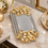 Anupam Luxury Golden Leaf Decorative Serving Tray with Crystal Border Detailing for Home, Dining, Festive Decor and Premium Gifting