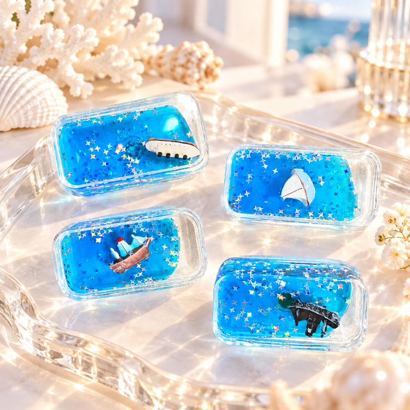 Anupam Ocean Transport Theme Decorative Fridge Magnet Combo Pack of 4 | Colorful 3D Boat, Ship & Marine Design Refrigerator Magnets for Kitchen, Home & Gifting