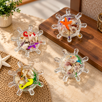 Anupam Pack of 4 Ship Wheel Ocean Theme Fridge Magnet Set with Seashells, Starfish & Seahorse | Decorative Refrigerator Magnets for Kitchen, Home Decor & Gifting