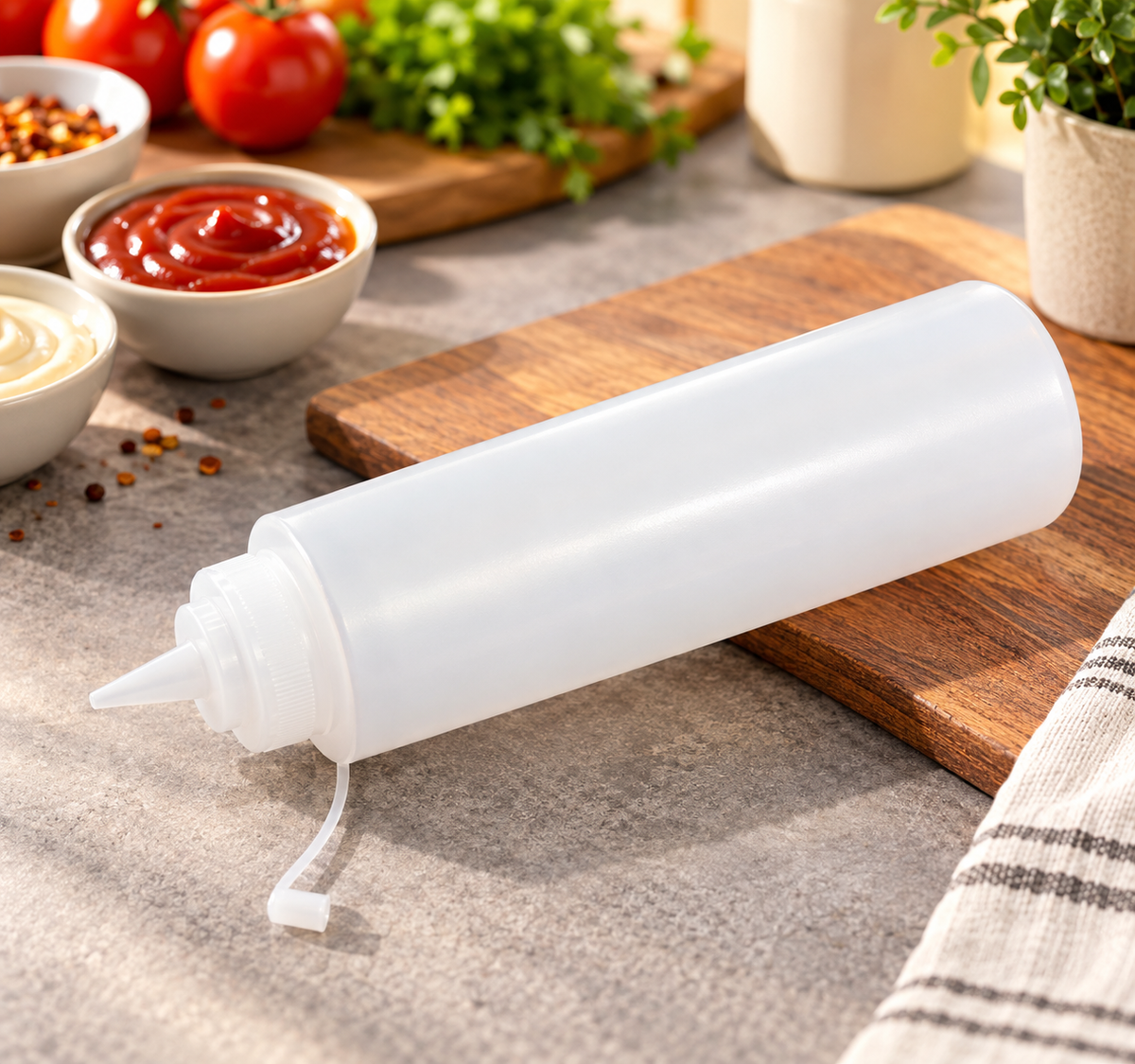 Anupam Premium Plastic Squeeze Bottle with Nozzle Cap | Refillable Sauce, Oil, Ketchup & Condiment Dispenser Bottle for Kitchen Use