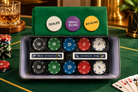 Anupam Premium Poker Chip Set with Playing Cards, Dealer & Blind Buttons | Complete Card Game Set with Multicolor Chips for Adults