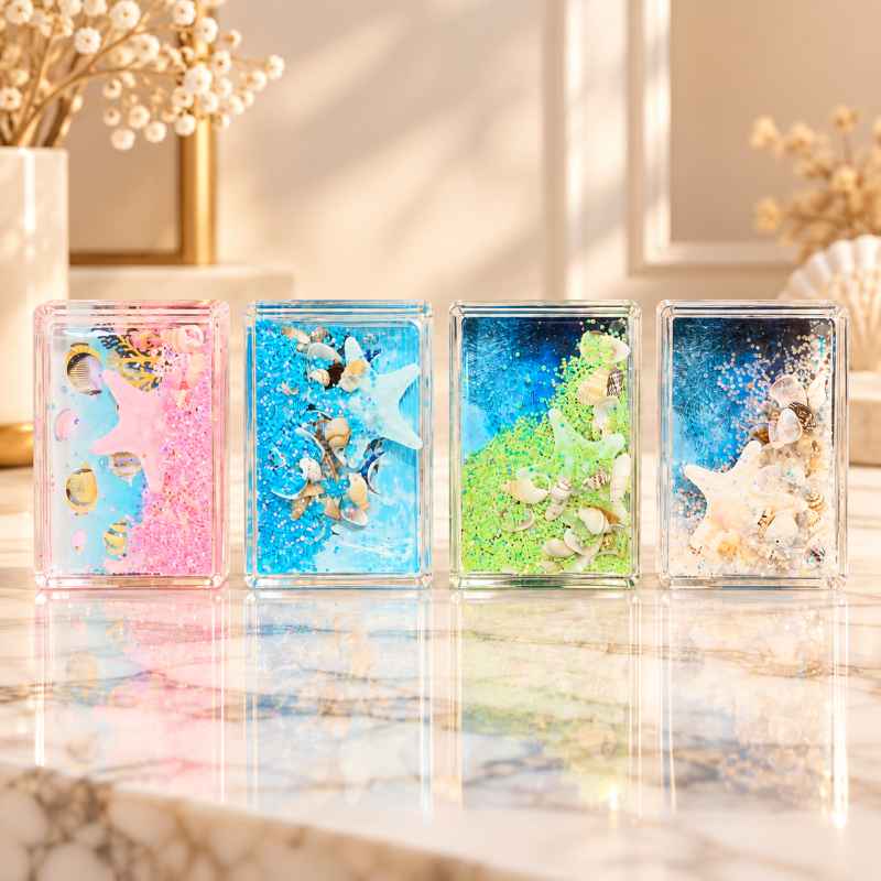 Anupam Ocean Theme Decorative Fridge Magnet Combo Pack of 4 with Starfish, Seashell & Marine Design | Colorful 3D Refrigerator Magnets for Kitchen, Home Decor & Gifting
