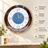 Premium Exquisite Round Decorative Wall Clock with Blue Dial for Home & Office