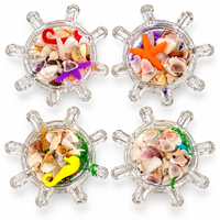 Anupam Pack of 4 Ship Wheel Ocean Theme Fridge Magnet Set with Seashells, Starfish & Seahorse | Decorative Refrigerator Magnets for Kitchen, Home Decor & Gifting