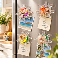 Anupam Pack of 4 Ship Wheel Ocean Theme Fridge Magnet Set with Seashells, Starfish & Seahorse | Decorative Refrigerator Magnets for Kitchen, Home Decor & Gifting