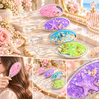 Anupam Premium Glitter Seashell Hair Brush with Transparent Handle | Decorative Mermaid Style Detangling Brush for Women & Girls