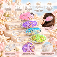 Anupam Premium Glitter Seashell Hair Brush with Transparent Handle | Decorative Mermaid Style Detangling Brush for Women & Girls