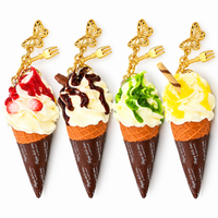 Anupam Premium Ice Cream Cone Keychain with Cute Dessert Charm | Stylish Bag Charm & Key Ring for Girls, Kids & Gifting