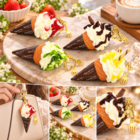 Anupam Premium Ice Cream Cone Keychain with Cute Dessert Charm | Stylish Bag Charm & Key Ring for Girls, Kids & Gifting