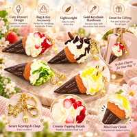 Anupam Premium Ice Cream Cone Keychain with Cute Dessert Charm | Stylish Bag Charm & Key Ring for Girls, Kids & Gifting