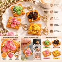 Anupam Premium Dessert Toast Combo Keychain with Ice Cream Design | Cute Food Style Bag Charm & Key Ring for Girls, Women, Kids and Gifting