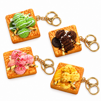 Anupam Premium Dessert Toast Combo Keychain with Ice Cream Design | Cute Food Style Bag Charm & Key Ring for Girls, Women, Kids and Gifting