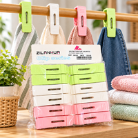 Anupam Premium Plastic Clothes Hanger Clips Pack of 12 | Strong Laundry Drying Clips with Metal Spring for Clothes, Towels & Household Use