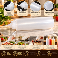 Anupam Premium Plastic Squeeze Bottle with Nozzle Cap | Refillable Sauce, Oil, Ketchup & Condiment Dispenser Bottle for Kitchen Use