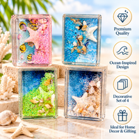 Anupam Ocean Theme Decorative Fridge Magnet Combo Pack of 4 | Seashell Starfish 3D Refrigerator Magnets for Kitchen, Home Decor, Office & Gifting