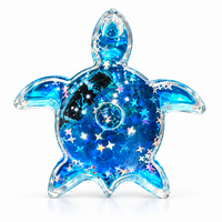 Anupam Blue Sea Turtle Decorative Fridge Magnet with Glitter Star Design | 3D Ocean Theme Refrigerator Magnet for Kitchen, Home, Office Decor & Gifting