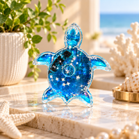 Anupam Blue Sea Turtle Decorative Fridge Magnet with Glitter Star Design | 3D Ocean Theme Refrigerator Magnet for Kitchen, Home, Office Decor & Gifting