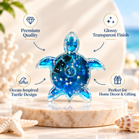 Anupam Blue Sea Turtle Decorative Fridge Magnet with Glitter Star Design | 3D Ocean Theme Refrigerator Magnet for Kitchen, Home, Office Decor & Gifting