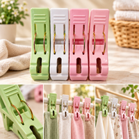 Anupam Pack of 4 Heavy Duty Multipurpose Plastic Clothes Clips with Metal Grip | Large Laundry Clips for Drying Clothes, Towels & Household Use