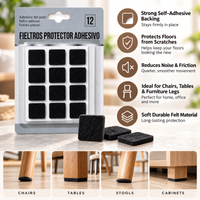 Anupam Pack of 12 Self-Adhesive Felt Furniture Protector Pads | Anti-Scratch Square Floor Protection Pads for Chairs, Tables & Home Furniture