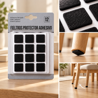 Anupam Pack of 12 Self-Adhesive Felt Furniture Protector Pads | Anti-Scratch Square Floor Protection Pads for Chairs, Tables & Home Furniture