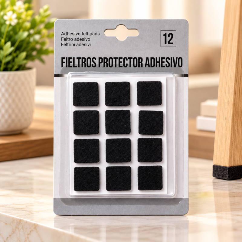Anupam Pack of 12 Self-Adhesive Felt Furniture Protector Pads | Anti-Scratch Square Floor Protection Pads for Chairs, Tables & Home Furniture