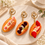 Anupam Pack of 3 Premium Dessert Fruit Design Keychains Combo with Golden Metal Ring | Cute Decorative Bag Charms & Key Holders