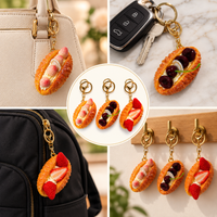 Anupam Pack of 3 Premium Dessert Fruit Design Keychains Combo with Golden Metal Ring | Cute Decorative Bag Charms & Key Holders
