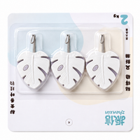 Anupam Leaf Design Self Adhesive Wall Hooks for Bathroom, Kitchen, Keys, Towels & Everyday Hanging Use – Pack of 3
